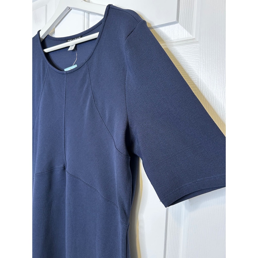 Simply Styled Sheath NWT Dress XL Navy Ribbed Tulip Hem - Picture 2 of 5